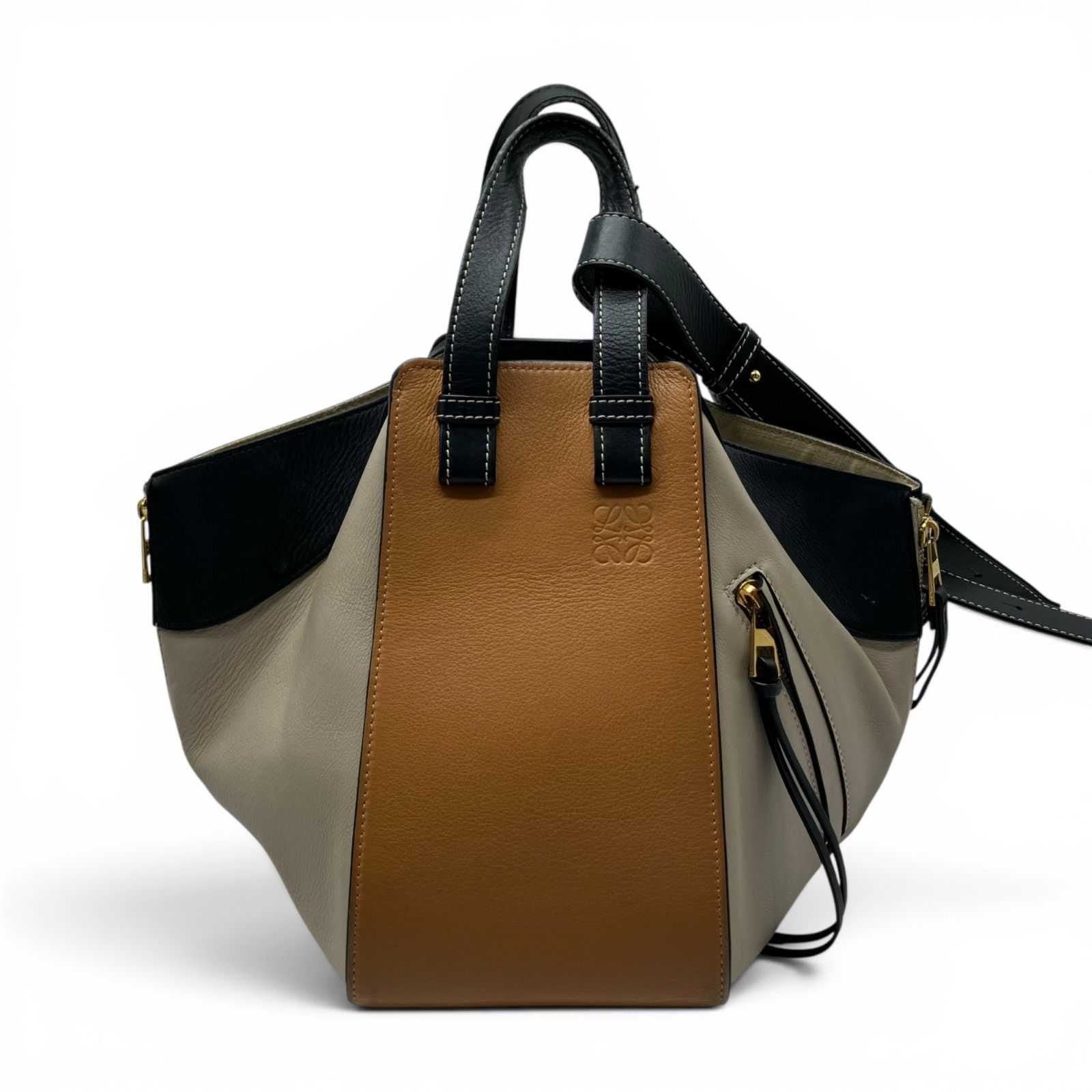 【sg.mh/7.14/100】ロエベ LOEWE HAMMOCK SMALL ハンモック スモール 2WAY ハンドバッグ バッグ レザー ベージュ系 / ブラウン系 / ブラック系 55,000円