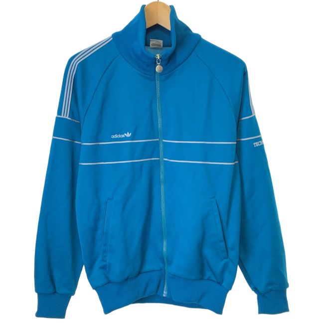 【中古】　adidas　トラックジャケット　80s vintage　80年代　OLD　ジャージ　ハイネック　フルジップ　ワンポイント　デサント製　TAD-7T　日本製　スポーツ　古着　/0129