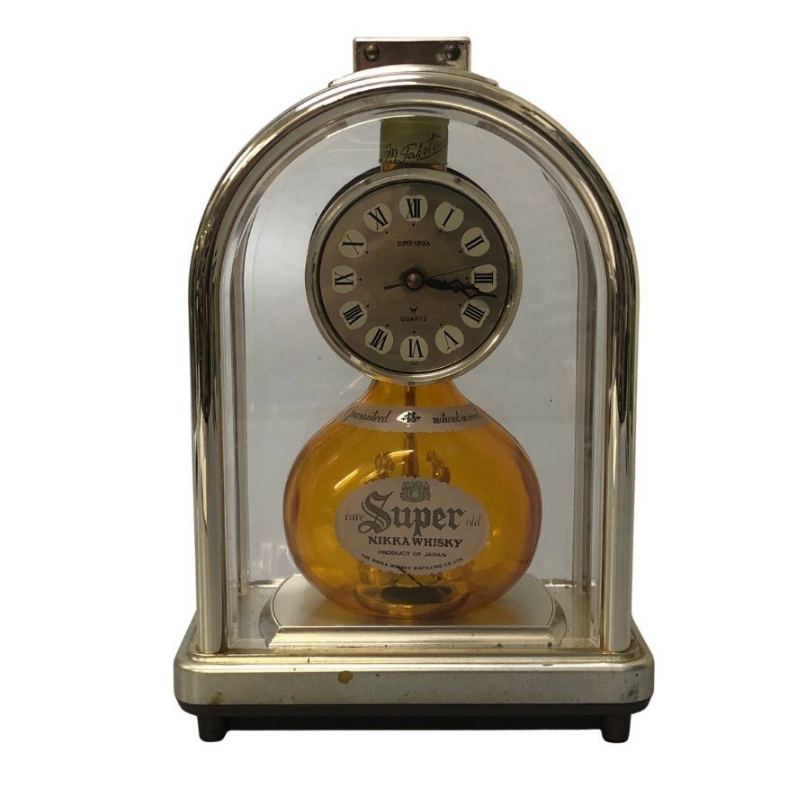 スーパー ニッカ ウイスキー 置時計 ゴールド NIKKA【AFI28】【中古 