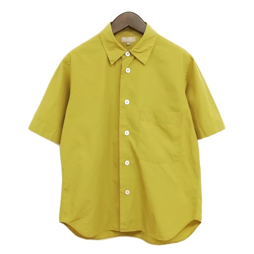 マーガレットハウエル MARGARET HOWELL 22SS 579-2150019 コットン シャツ 半袖 S グリーン系