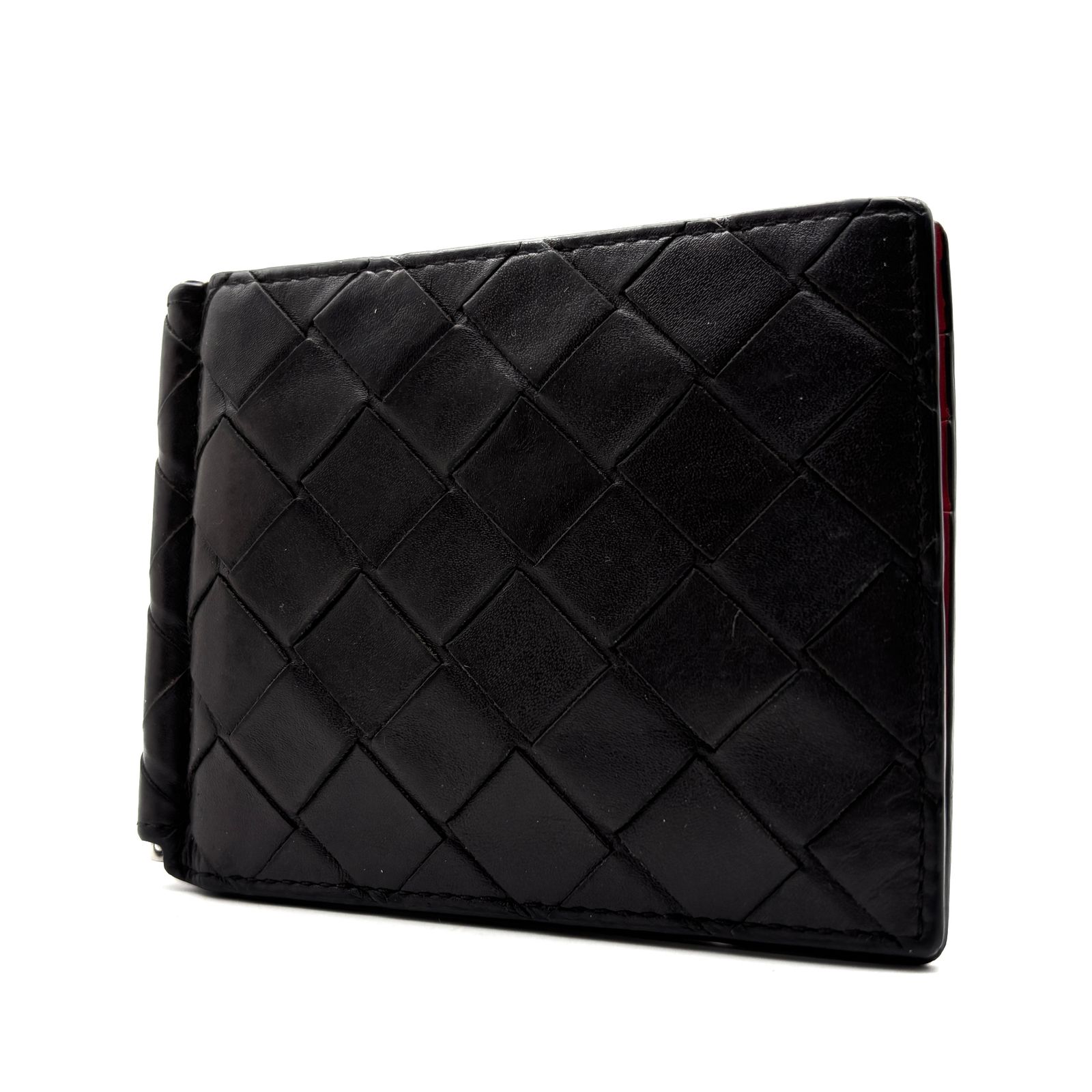 美品 ボッテガヴェネタ BOTTEGA VENETA イントレチャート マネークリップ 二つ折り財布 札ばさみ レザー 本革 ブラウン 茶色 夏休み 帰省 お盆 敬老の日 シルバーウィーク 秋 ギフト ご褒美 メンズ