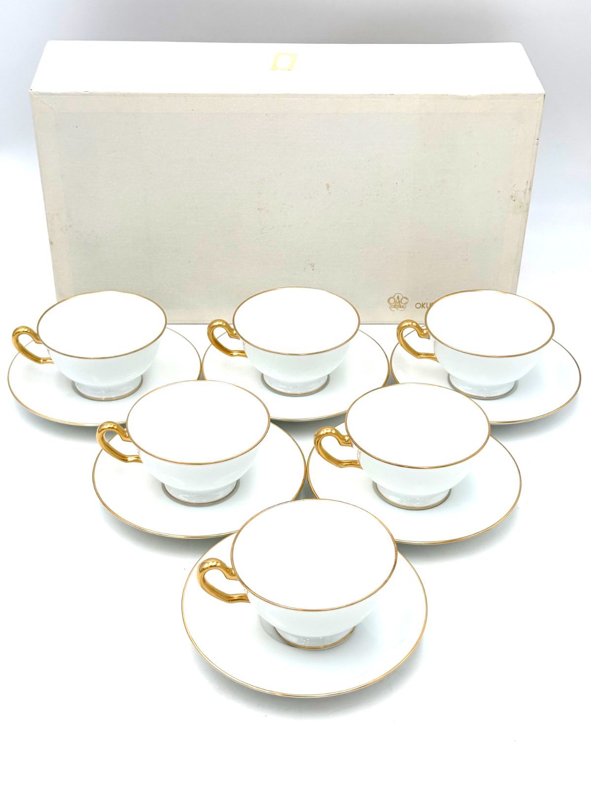 未使用保管品】大倉陶園 OKURA ゴールドライン リムシェープ 金彩