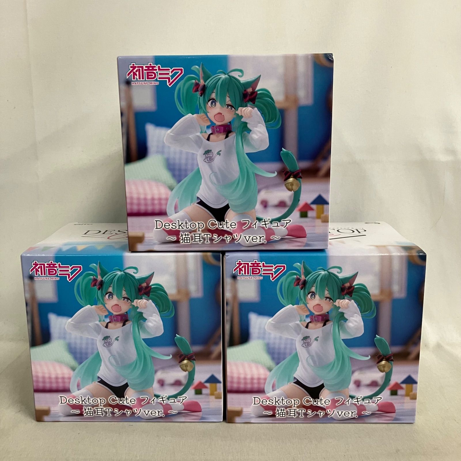 未開封 初音ミク Desktop Cute 猫耳Tシャツ フィギュア 3個セット