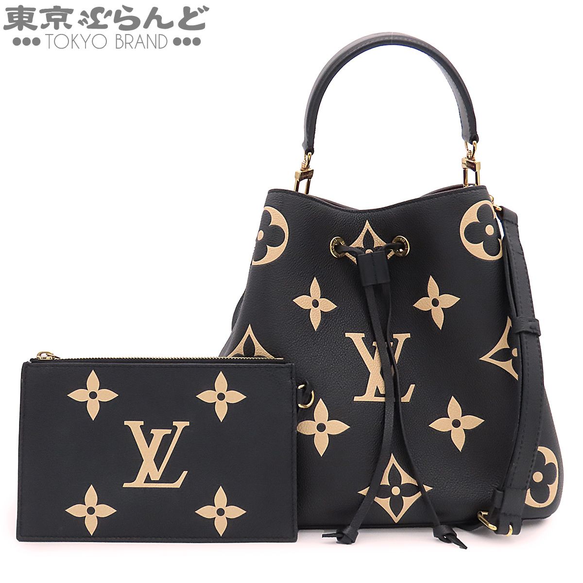 ルイヴィトン ネオノエ MM M45497 ブラックxベージュ ゴールド金具 バイカラーモノグラム・アンプラント 2WAY ハンドバッグ ショルダーバッグ 101873785 145,750円