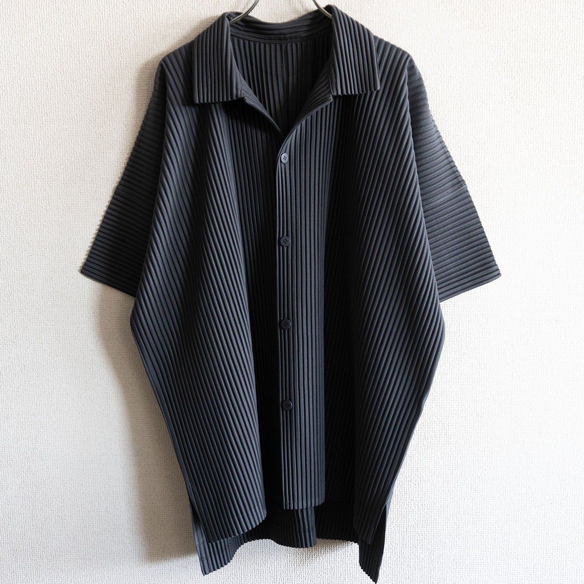 美品】 HOMME PLISSE ISSEY MIYAKE 【半袖 プリーツ シャツ】4 グレー