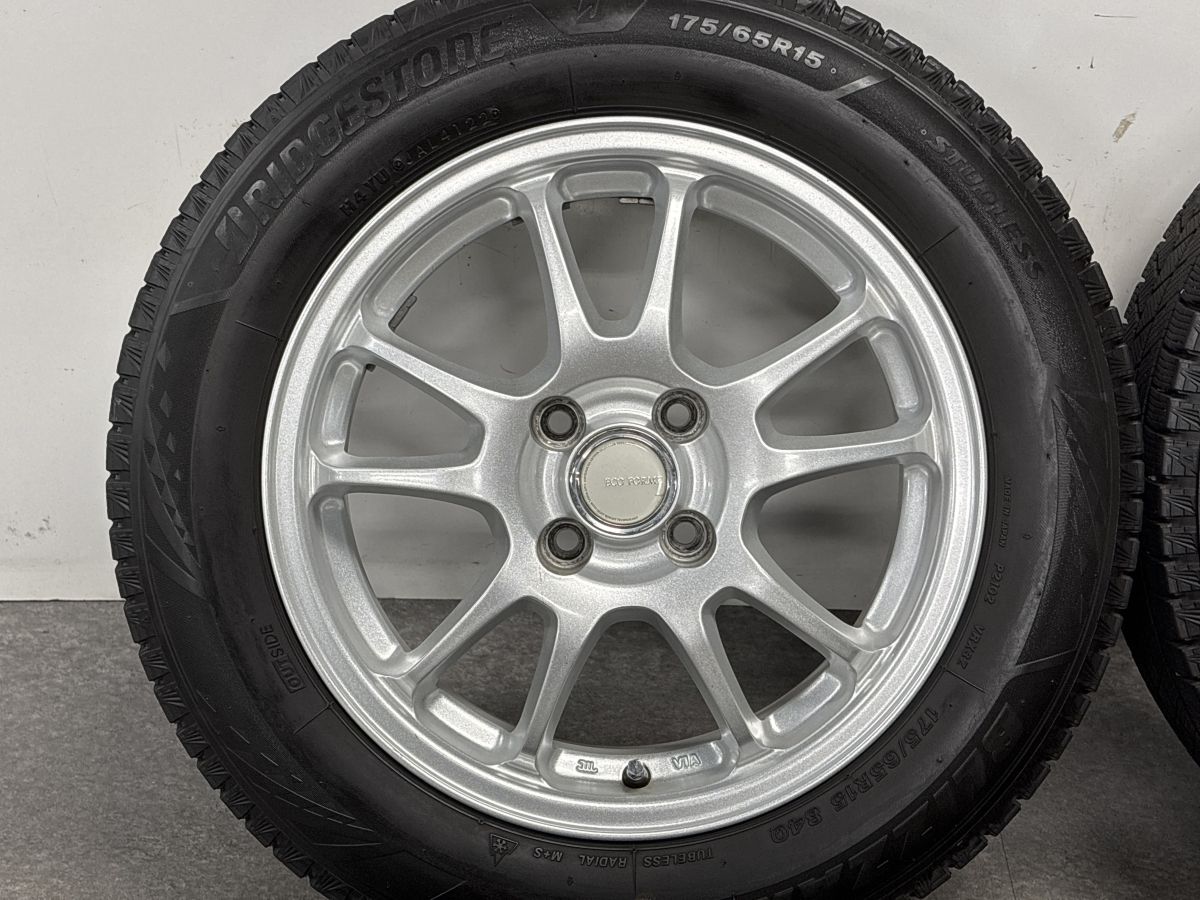 ECO FORM ホイール 15インチ　175/65R15タイヤ付き　バリ溝 バリ溝 スタッドレス】エコフォルム 15in 6J +45 PCD100 ブリヂストン