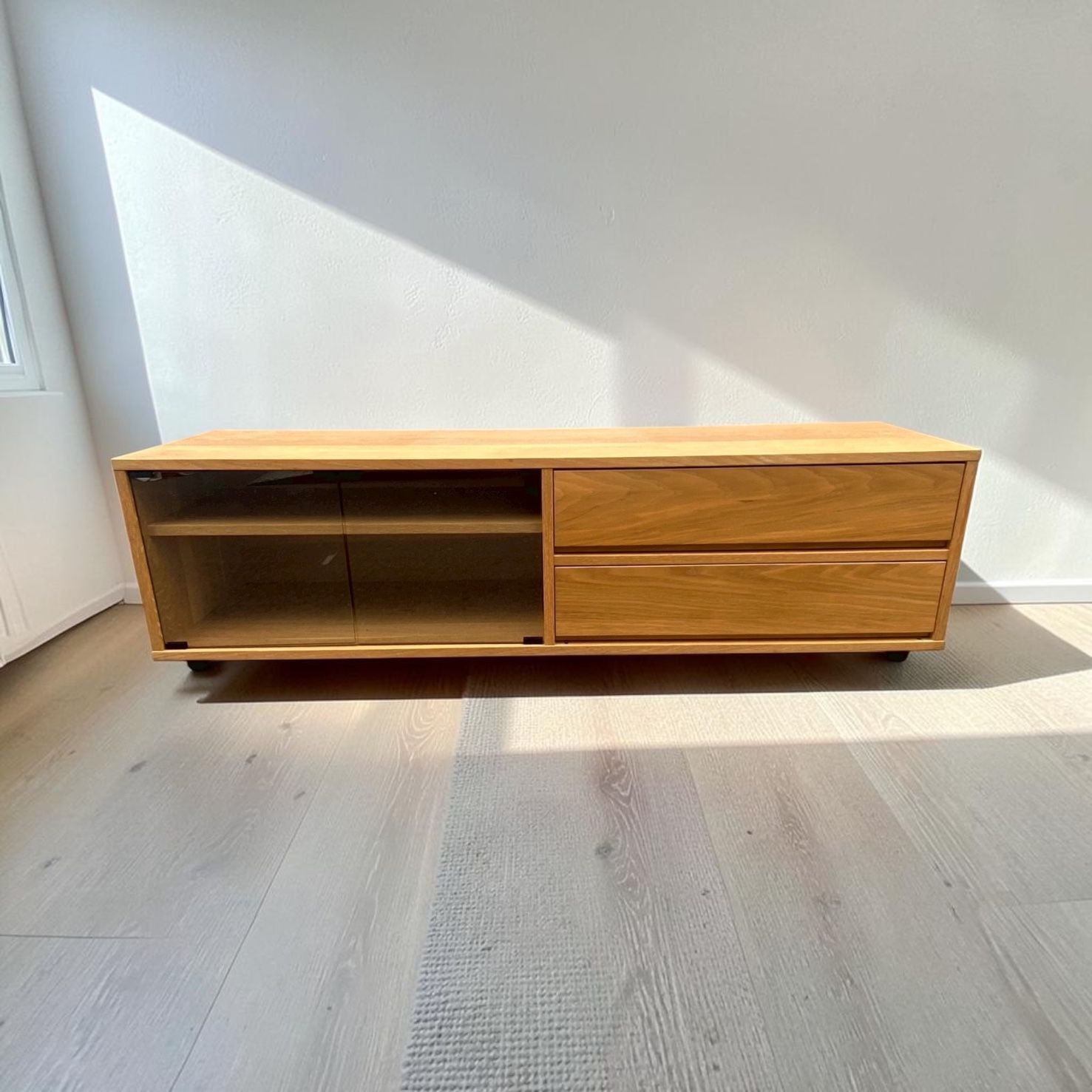 無印良品 MUJI オーク材 AVラック テレビボード ローボード ガラス扉