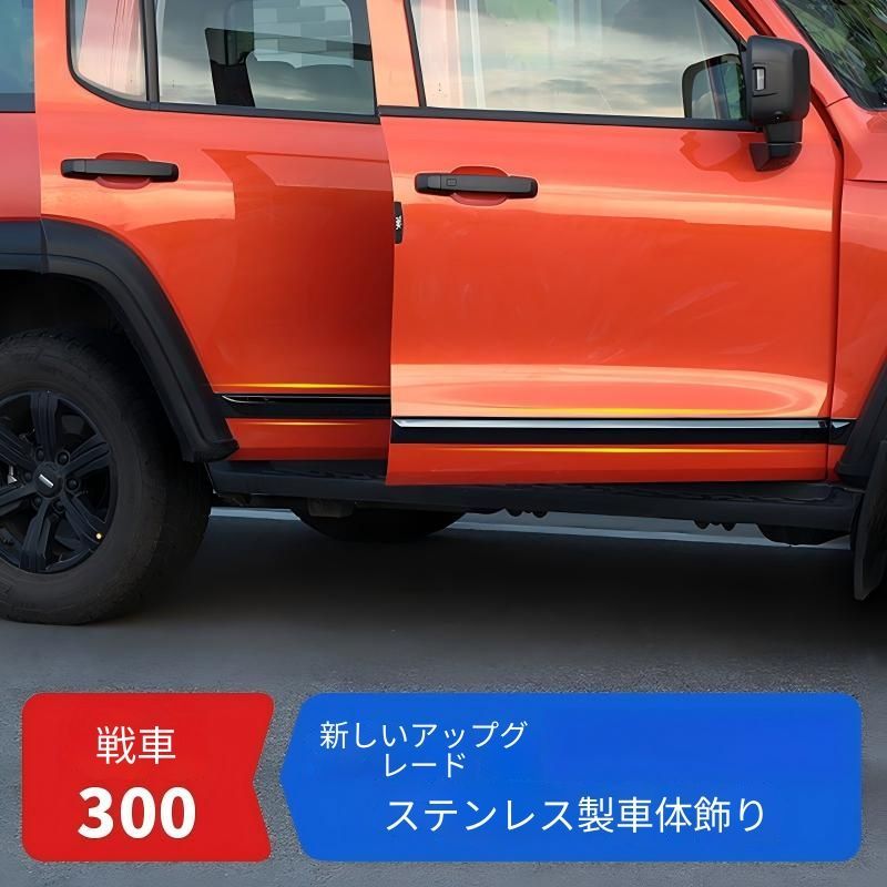タンク300 2020-2025対応 車体サイドモール ドア周りガーニッシュ ステンレス製 ブラックチタン調 シルバー 外装アクセントパーツ