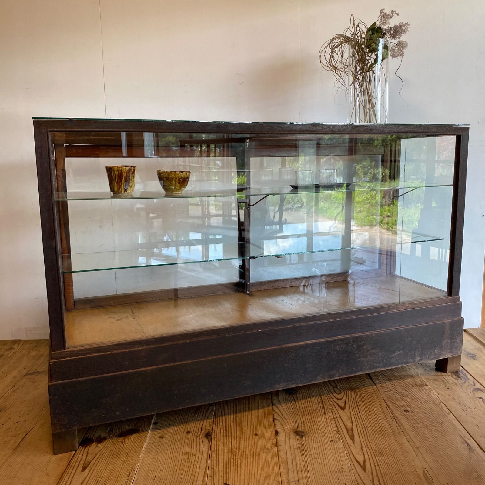 antique wooden glass case showcase glass X137