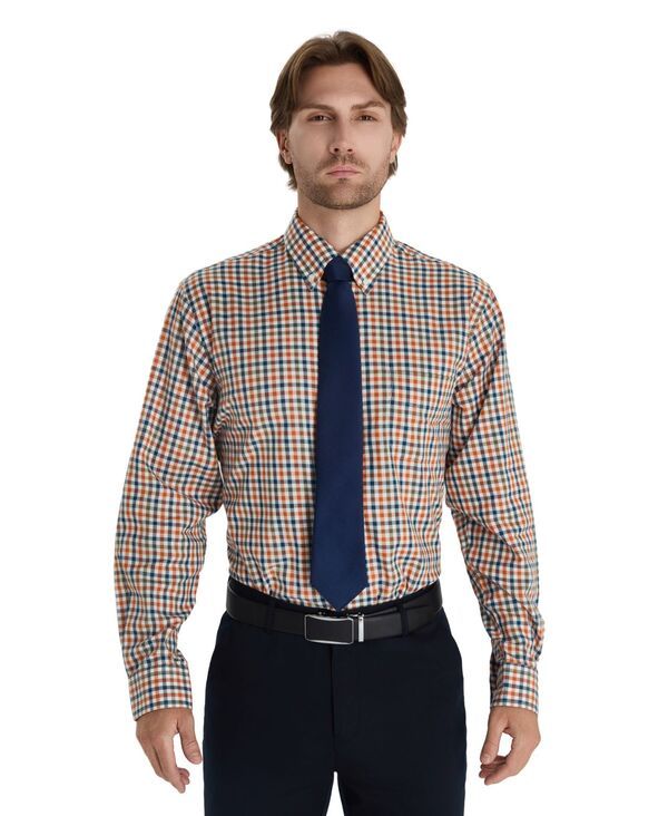 クラブルーム メンズ トップス シャツ Club Room Mens Fashion Plaid Pattern Poplin Shirt Brick チェック
