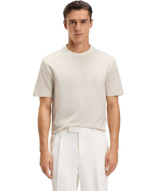 ヒューゴボス メンズ トップス Tシャツ コットン Hugo Boss Mens Micro Pattern MercerizedCotton TShirt Open White ホワイト 18,886円