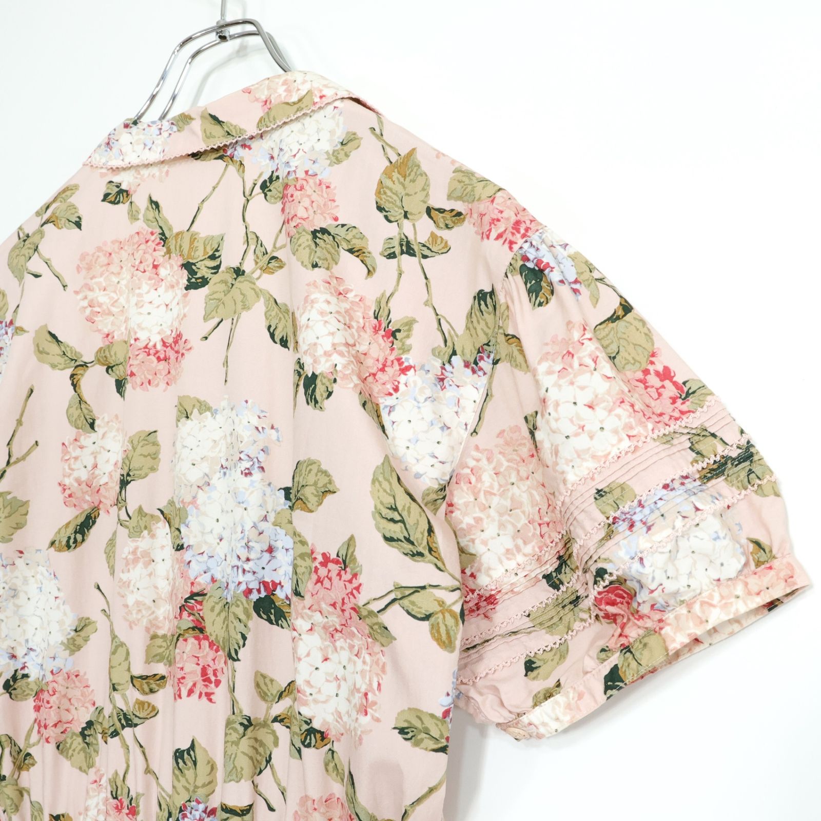 インゲボルグ☆紫陽花pt♪半袖ワンピース ピンク系 前開き クラシカル