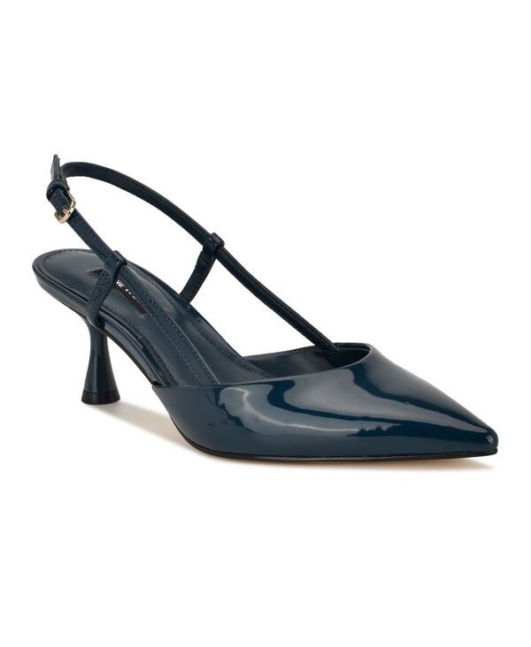 ナインウェスト レディース シューズ パンプス ヒール Nine West Womens Rhonda Kitten Heel Slingback Pumps Dark Blue Patent ブルー