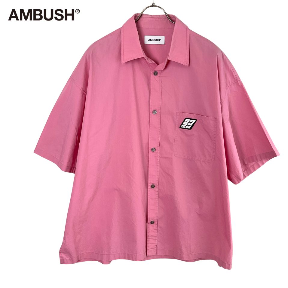 AMBUSH ロゴラバー半袖シャツ XL ピンク 【値下げ交渉歓迎】