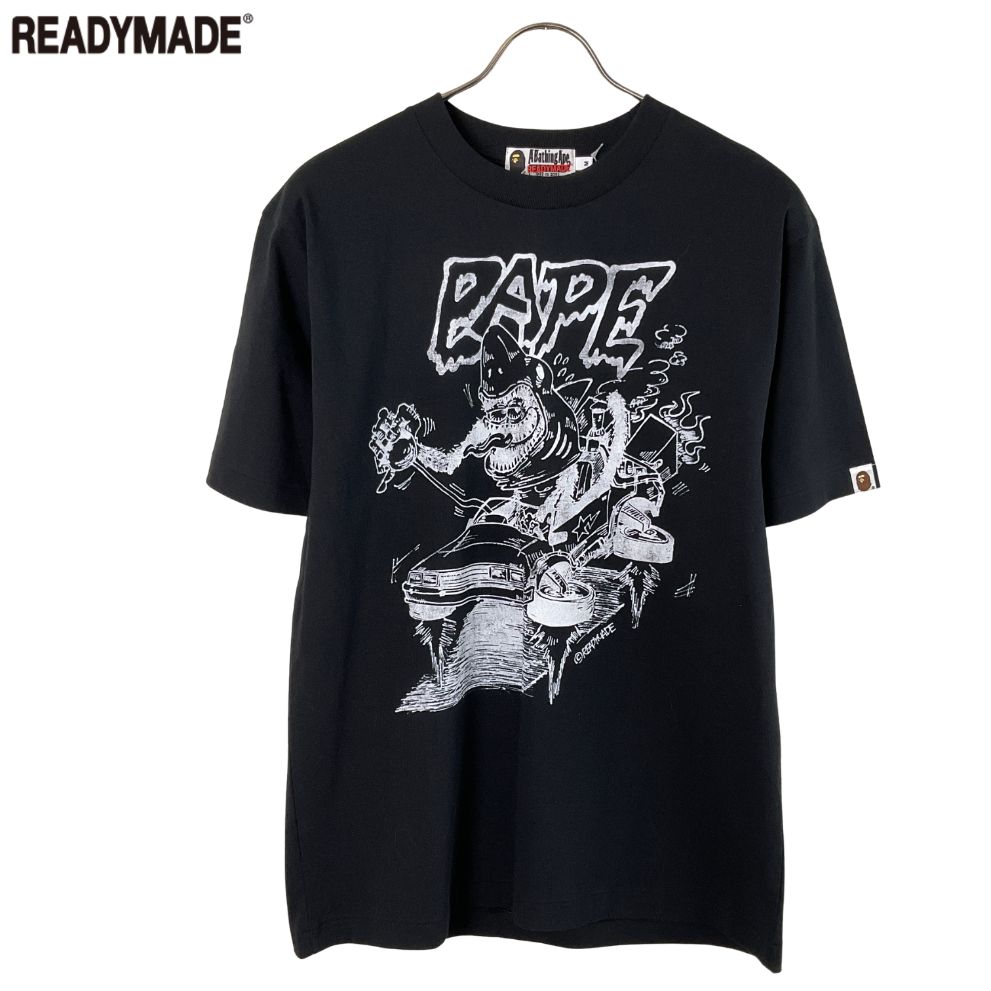 A BATHING APE x READYMADE コラボシャークプリントTシャツ M ブラック 【値下げ交渉歓迎】