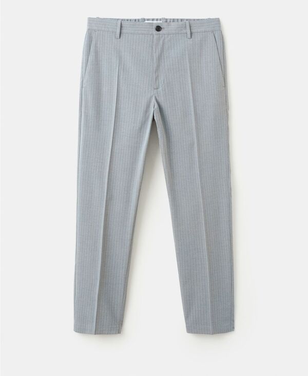 マンゴ メンズ ボトムス カジュアルパンツ MANGO Menstriped SlimFit Pants Gray グレー