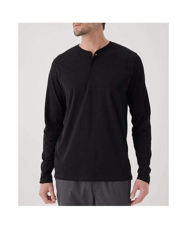 パクト メンズ トップス Tシャツ コットン Pact Mens Organic Cotton Softspun Long Sleeve Henley Black ブラック