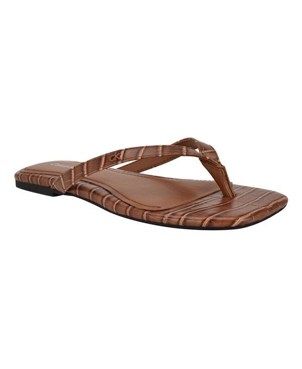 カルバンクライン レディース シューズ サンダル Calvin Klein Womens Stelea Flat Thong Sandals Brown Croco ブラウン