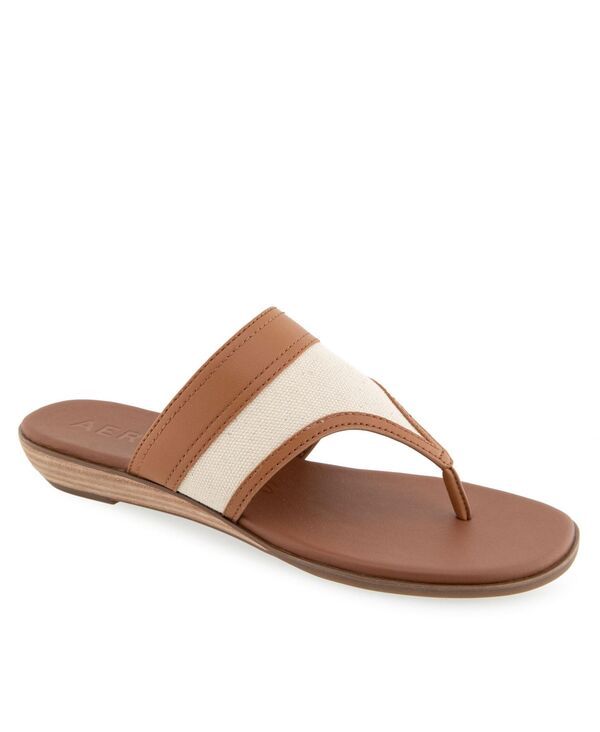 エアロソールズ レディース シューズ サンダル Aerosoles Womens Gesa Round Toe Thong Sandals NaturalTan Canvas タン