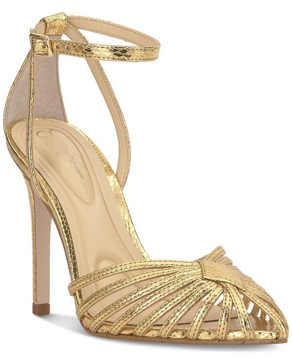 ジェシカシンプソン レディース シューズ パンプス Jessica Simpson Womens Paveri Huarache Strappy Stiletto Pumps Gold Metalli