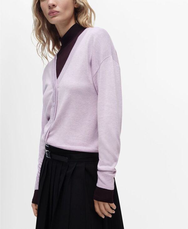 マンゴ レディース アウター ニット・セーター Vネック カーディガン MANGO Womens VNecknitted Cardigan Light Pastel Purple パープル