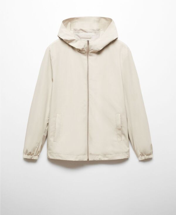マンゴ メンズ アウター ジャケット・ブルゾン MANGO Mens Hooded ZipUp Jacket Ecru エクリュ