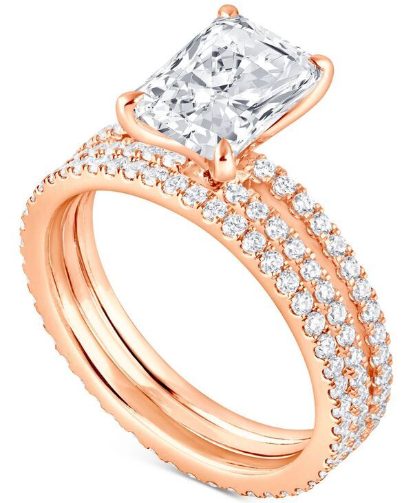 バッジェリーミシュカ レディース アクセサリー リング Badgley Mischka Certified Lab Grown Diamond Radiant Bridal Set 3 ctw in