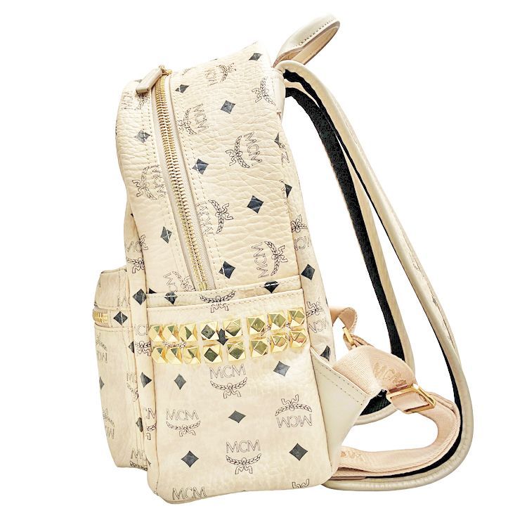 美品 MCM エムシーエム リュック スタッズ ベージュ ミニリュック ミニ