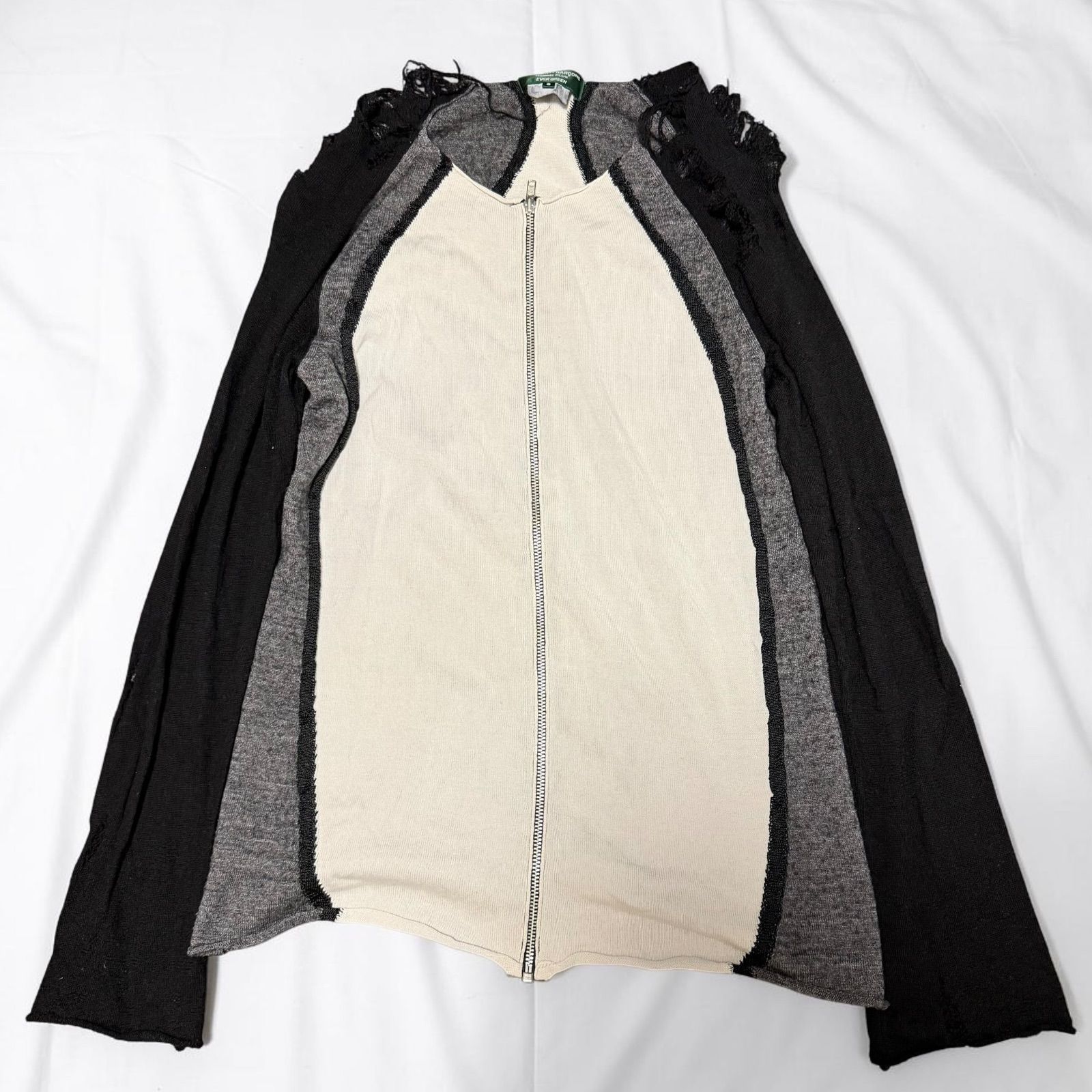 COMME des GARCONS HOMME PLUS EVER GREEN コムデギャルソンオムプリュス エバーグリーン　AD2008 カーブ期復刻　ダメージ加工カーディガン　グランジ　メンズ　サイズS