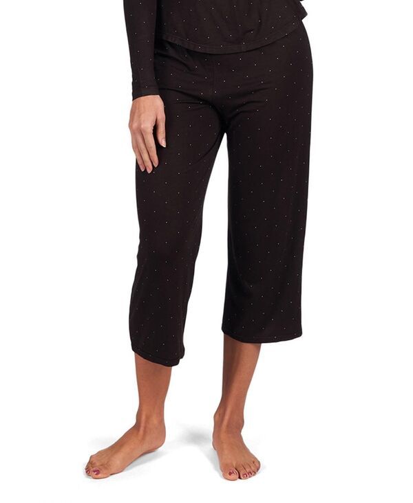 メモイ レディース ボトムス カジュアルパンツ ドット柄 ドット キャップ MeMoi Womens Allover Polka Dot Bamboo Blend Capri Pants Black