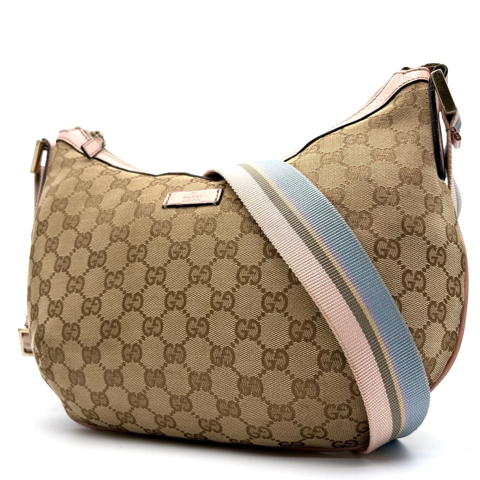 美品 グッチ GUCCI ショルダーバッグ ハーフムーン ホーボーバッグ GG 