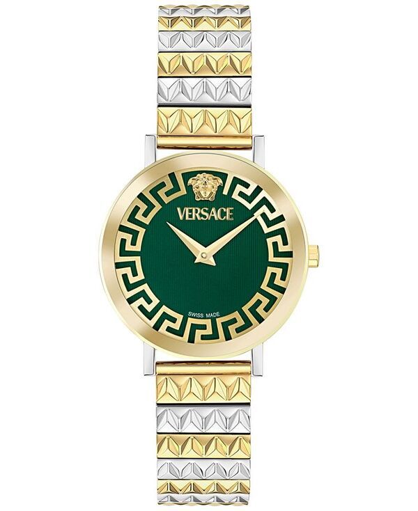 ヴェルサーチ レディース アクセサリー 腕時計 Tシャツ Versace Womens Swiss Daedalus TwoTone Stainless Steel Bracelet Watch 35