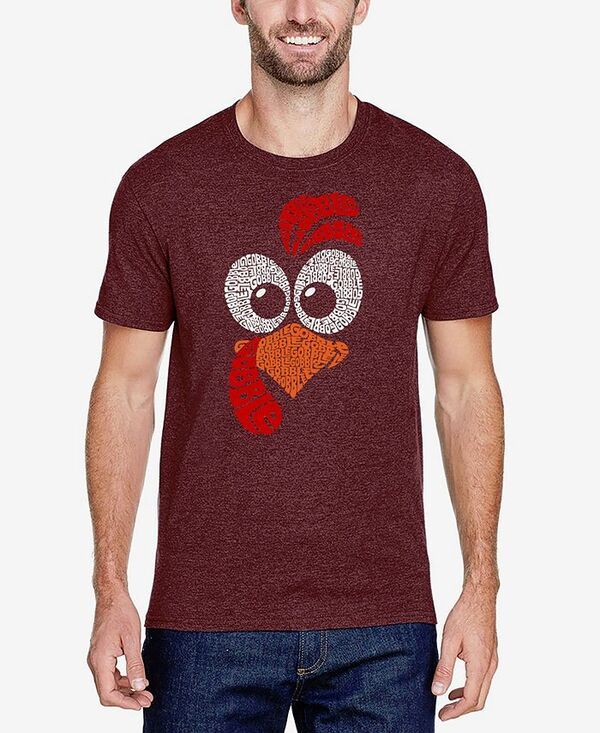 エルエーポップアート メンズ トップス Tシャツ LA Pop Art Mens Turkey Face Premium Blend Word Art TShirt Burgundy バーガンディ