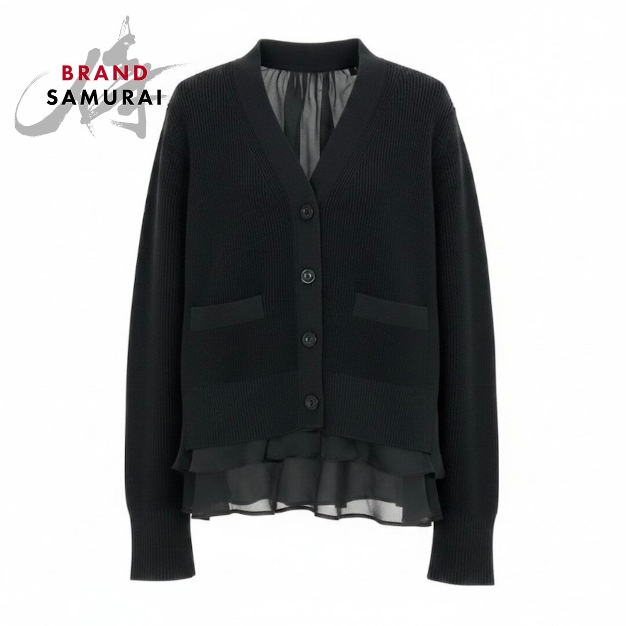 Sacai サカイ ニット サテン カーディガン ロングスリーブ コットン