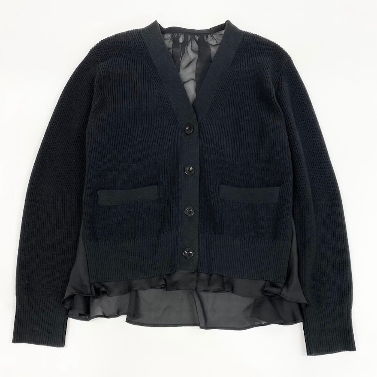 Sacai サカイ ニット サテン カーディガン ロングスリーブ コットン