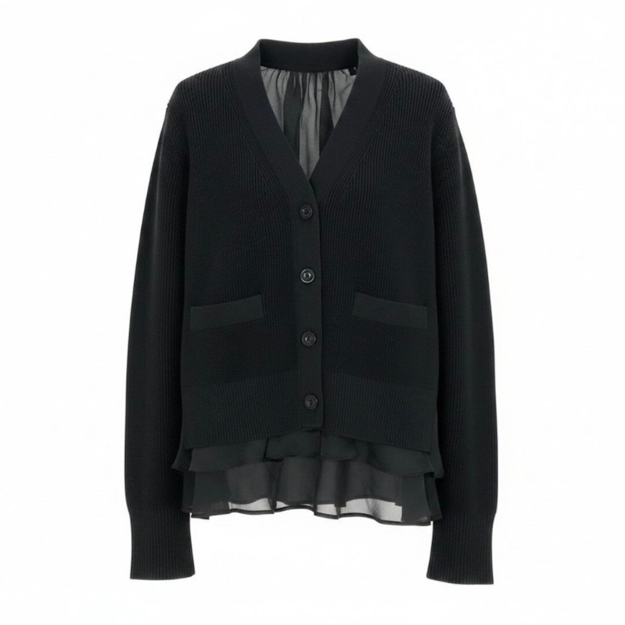 Sacai サカイ ニット サテン カーディガン ロングスリーブ コットン
