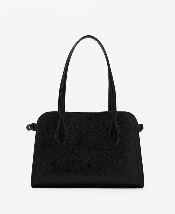 マンゴ レディース バッグ レザー MANGO Womens Pebbled Leather Effect Small Bag Black ブラック