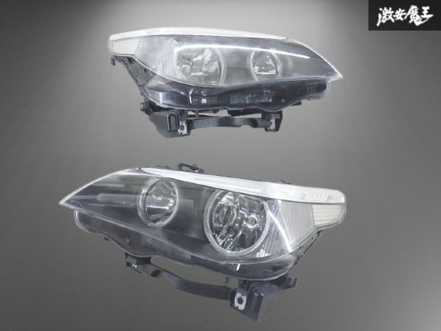 BMW 純正 E60 525i 5シリーズ セダン 右ハンドル ヘッドライト ヘッドランプ 左右 セット 158 721-00 / 01 即納 棚P-8