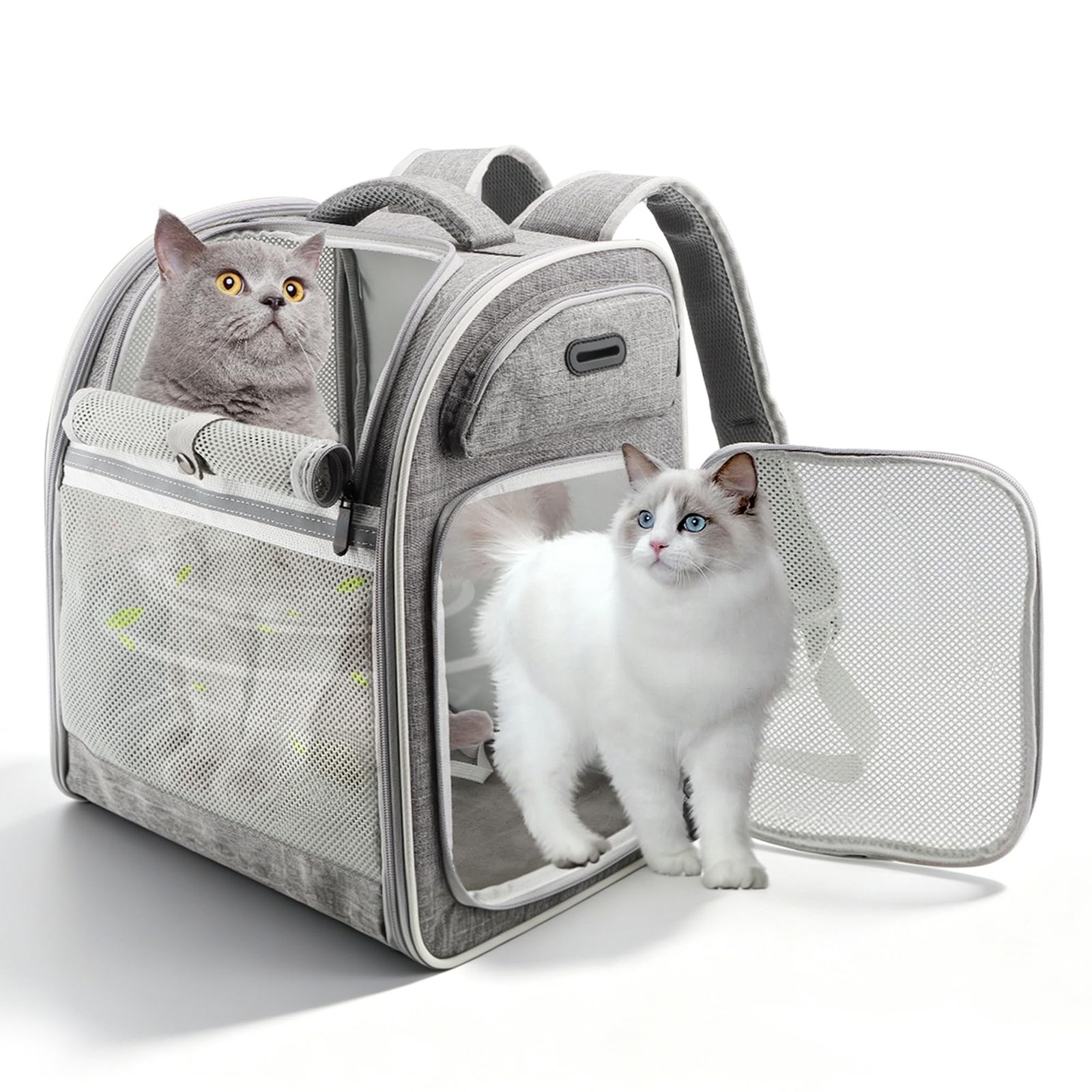 Texsens ペットキャリー リュック 猫/犬用 3面メッシュ 通気性 キャリーバッグ 折りたたみ 軽量 小型 中型 耐荷重10KG 小型犬 中型猫 脱走防止ひも ペット キャリー バックパック 通院 旅行 防災?避難用 お散歩 お出かけ用 26d3d95c