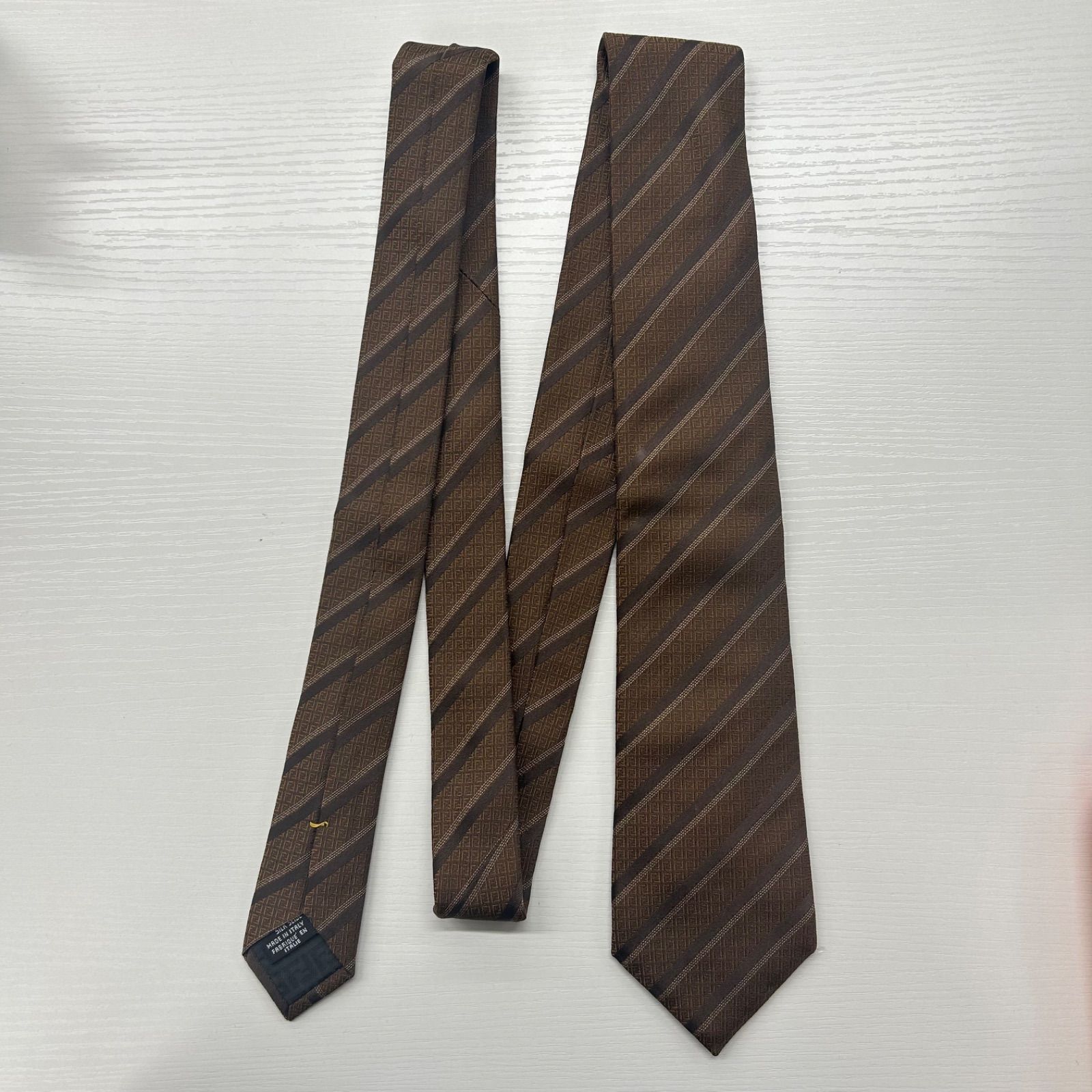 KT63 FENDI フェンディ ネクタイ ブラウン 幅8cm - メルカリ