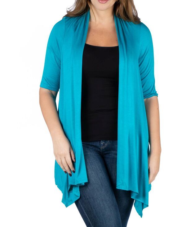 24 セブンコンフォート レディース アウター ニット・セーター プラスサイズ セーター カーディガン 24seven Comfort Apparel Plus Size Elbow Length O