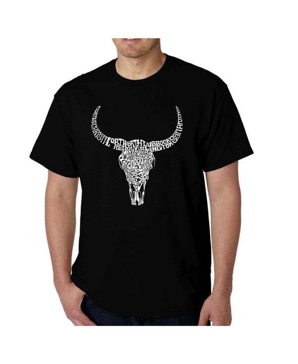 エルエーポップアート メンズ トップス Tシャツ LA Pop Art Mens Word Art TShirt Texas Skull Gray グレー