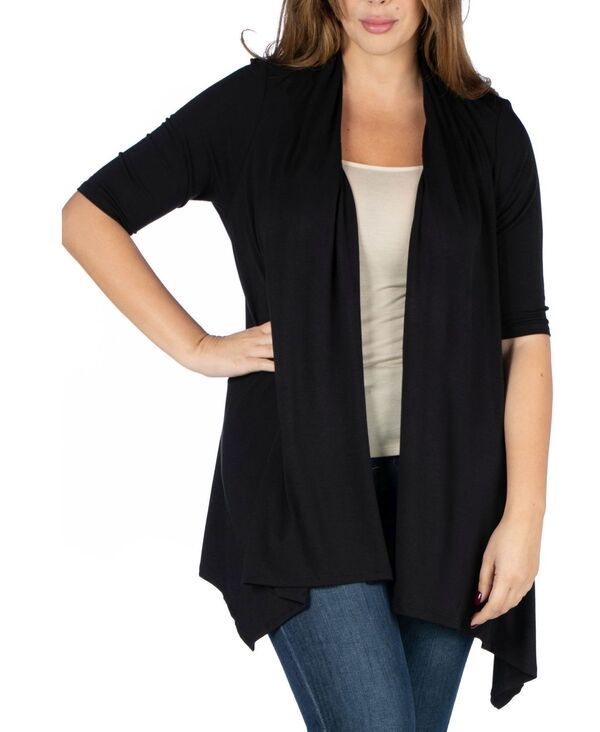 24 セブンコンフォート レディース アウター ニット・セーター プラスサイズ セーター カーディガン 24seven Comfort Apparel Plus Size Elbow Length O
