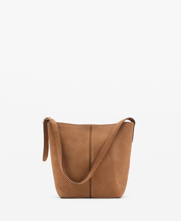 マンゴ レディース バッグ ハンドバッグ レザー MANGO Womens Leather Bucket Bag Brown ブラウン