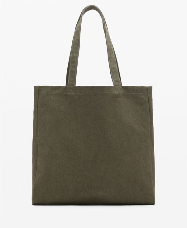 マンゴ メンズ バッグ コットン MANGO Mens Cotton Tote Bag Khaki カーキ