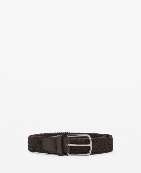 マンゴ メンズ アクセサリー ベルト MANGO Mens Braided Elastic Belt Chocolate チョコレート