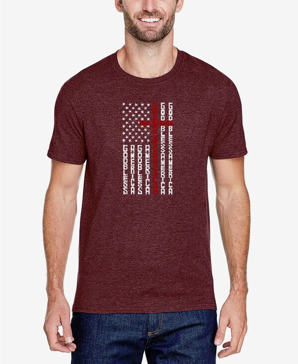 エルエーポップアート メンズ トップス Tシャツ LA Pop Art Mens Cross Flag Premium Blend Word Art TShirt Burgundy バーガンディ