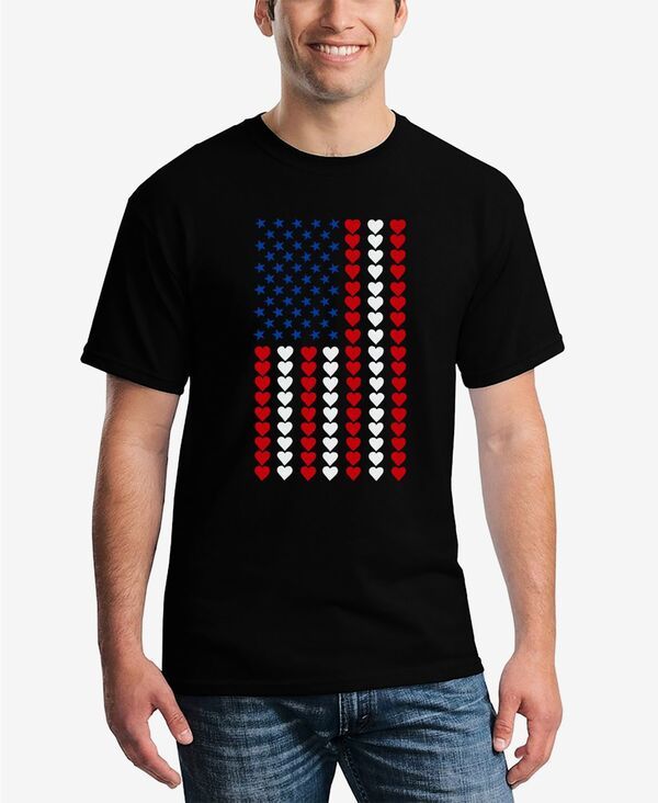 エルエーポップアート メンズ トップス Tシャツ LA Pop Art Heart Flag Mens Word Art TShirt Black ブラック