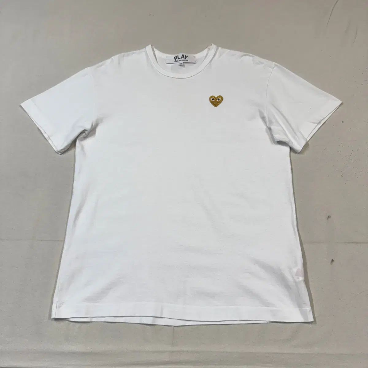 XXL) コム・デ・ギャルソン プレイ GOLD ワッペン ショート スリーブ 半袖 Tシャツ 正規品