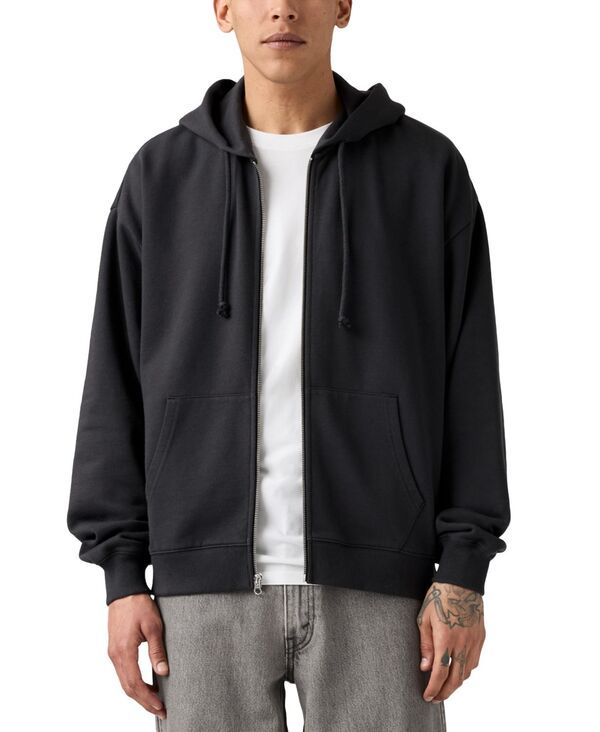 リーバイス メンズ アウター パーカー・スウェット リラックスフィット クロップド パーカー Levis Mens Relaxed Fit Cropped FullZip Hoodie Dk Phan